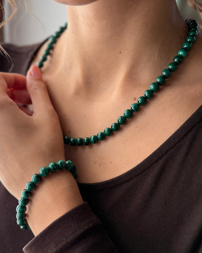 SET Collana-Bracciale in Malachite