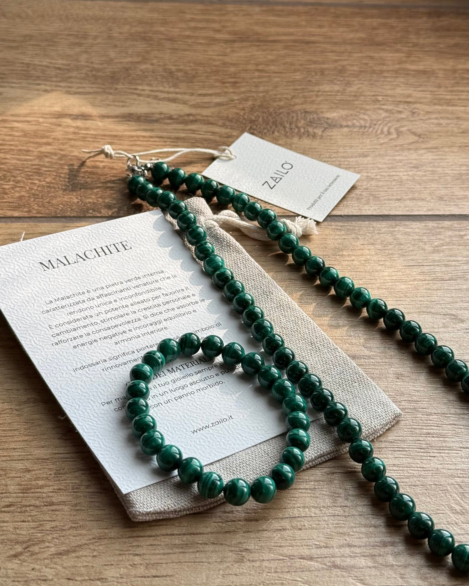 SET Collana-Bracciale in Malachite