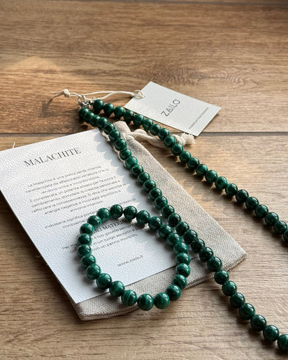 SET Collana-Bracciale in Malachite